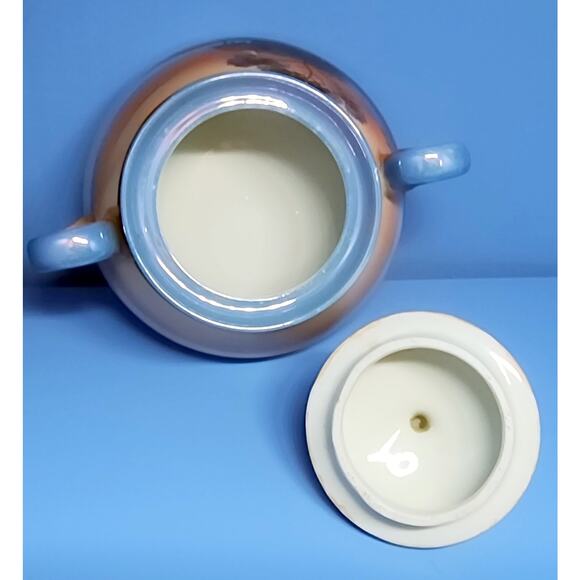 Vintage Lusterware Hand Painted Sugar Bowl Japan Water W/ Tree & Cabin See Pic - Picture 5 of 14